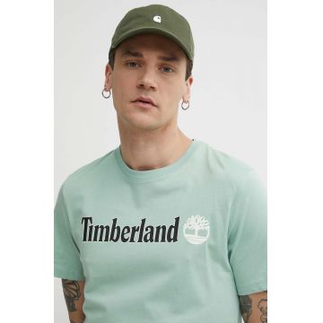 Timberland tricou din bumbac barbati, culoarea verde, cu imprimeu, TB0A5UPQEW01