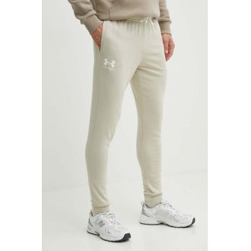 Under Armour pantaloni de trening culoarea bej, cu imprimeu