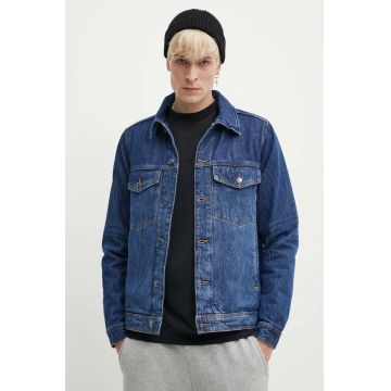 Wood Wood geacă din denim Ivan Denim bărbați, de tranziție, 12315106.7051