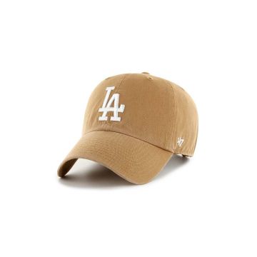 47brand șapcă de baseball din bumbac MLB Los Angeles Dodgers culoarea bej, cu imprimeu B-NLRGW12GWS-QL