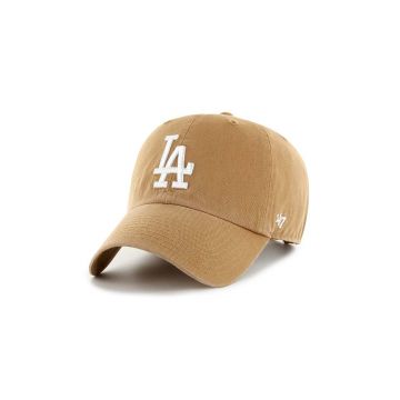 47brand șapcă de baseball din bumbac MLB Los Angeles Dodgers culoarea bej, cu imprimeu  B-NLRGW12GWS-QL