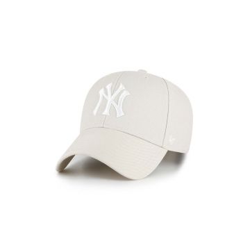 47brand șapcă din amestec de lână MLB New York Yankees culoarea bej, cu imprimeu B-MVPSP17WBP-BNG
