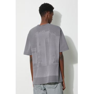 A-COLD-WALL* tricou din bumbac Discourse T-Shirt bărbați, culoarea gri, cu imprimeu, ACWMTS187