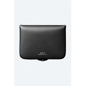 A.P.C. portofel de piele Josh Coin-Purse culoarea negru PXAWV.H63176-BLACK