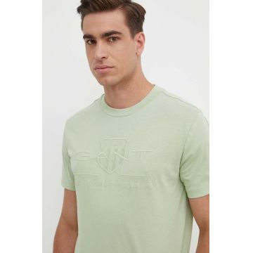 Gant tricou din bumbac barbati, culoarea verde, cu imprimeu