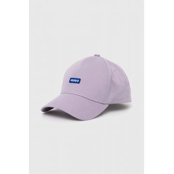 HUGO Blue șapcă de baseball din bumbac culoarea violet, cu imprimeu 50522266