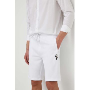 Karl Lagerfeld pantaloni scurți bărbați, culoarea alb 542900.705032