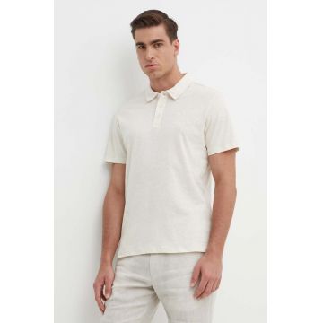 Pepe Jeans tricou polo din in culoarea bej, neted