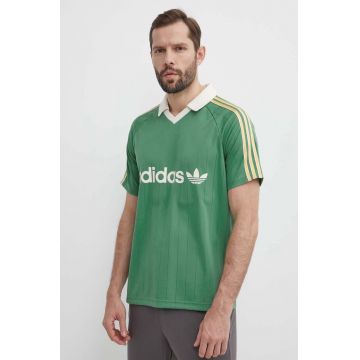 adidas Originals tricou polo barbati, culoarea verde, modelator, IR9381