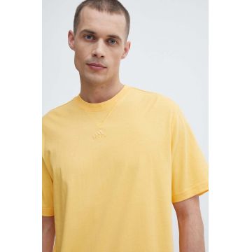 adidas tricou din bumbac barbati, culoarea galben, neted, IR9114