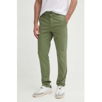 BOSS pantaloni bărbați, culoarea verde, mulată, 50505392