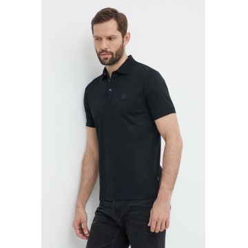 BOSS polo de bumbac culoarea negru, uni, 50515596