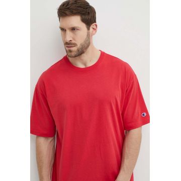 Champion tricou din bumbac barbati, culoarea rosu, neted, 220017