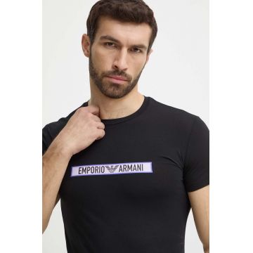 Emporio Armani Underwear tricou lounge din bumbac culoarea negru, cu imprimeu, 111035 4R517