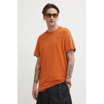 G-Star Raw tricou din bumbac barbati, culoarea portocaliu, cu imprimeu