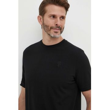 Karl Lagerfeld tricou bărbați, culoarea negru, uni, 542221.755055