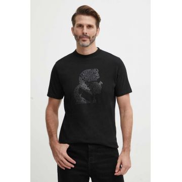 Karl Lagerfeld tricou din bumbac bărbați, culoarea negru, cu imprimeu, 542224.755082