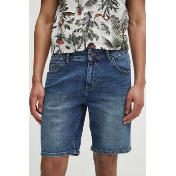 Medicine pantaloni scurți din denim bărbați, culoarea bleumarin
