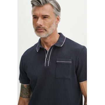 Medicine polo de bumbac bărbați, culoarea bleumarin, uni