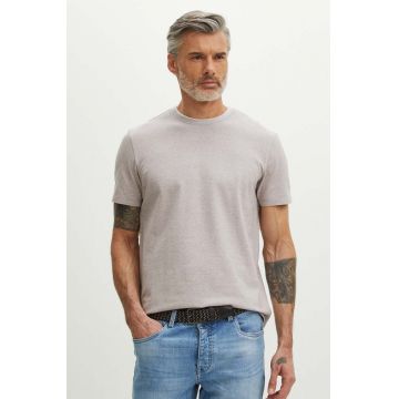 Medicine tricou din bumbac barbati, culoarea bej, melanj