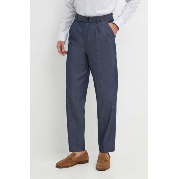 Michael Kors pantaloni barbati, culoarea albastru marin, drept