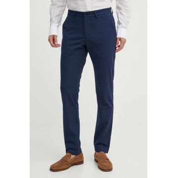 Michael Kors pantaloni barbati, culoarea albastru marin, mulata