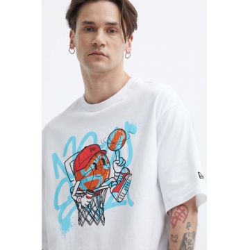 New Era tricou din bumbac barbati, culoarea alb, cu imprimeu