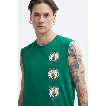 New Era tricou din bumbac barbati, culoarea verde, BOSTON CELTICS