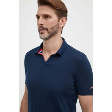 Paul&Shark polo de bumbac culoarea albastru marin, neted, 24411624