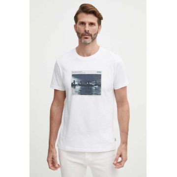 Pepe Jeans tricou din bumbac CIEL barbati, culoarea alb, cu imprimeu, PM509372