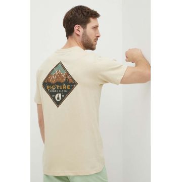 Picture tricou din bumbac Usil barbati, culoarea bej, cu imprimeu, MTS1104
