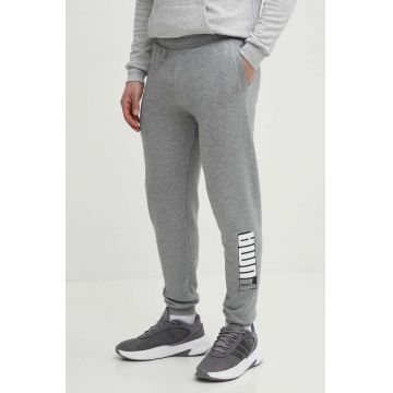 Puma pantaloni de trening culoarea gri, cu imprimeu, 678980