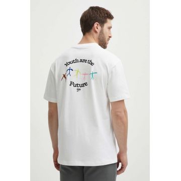 Puma tricou din bumbac bărbați, culoarea bej, cu imprimeu, 623558