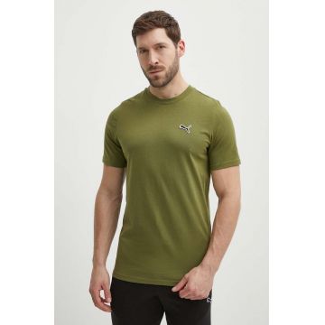 Puma tricou din bumbac BETTER ESSENTIALS bărbați, culoarea verde, uni, 675977