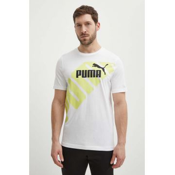 Puma tricou din bumbac POWER bărbați, culoarea alb, cu model, 678960