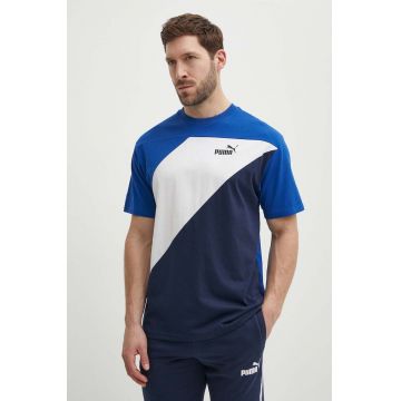 Puma tricou din bumbac POWER bărbați, culoarea bleumarin, cu model, 678929