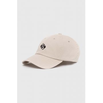 Quiksilver șapcă de baseball din bumbac culoarea bej, cu imprimeu