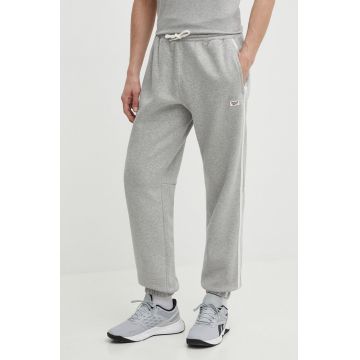 Reebok pantaloni de trening Court Sport culoarea gri, melanj, 100076382