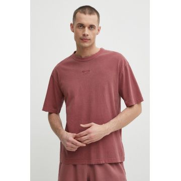 Reebok tricou din bumbac barbati, culoarea roz, neted, 100076357
