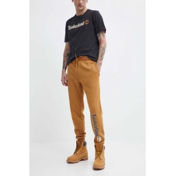 Timberland pantaloni de trening culoarea maro, cu imprimeu, TB0A5YFBP471