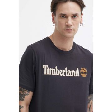 Timberland tricou din bumbac barbati, culoarea negru, cu imprimeu, TB0A5UPQ0011
