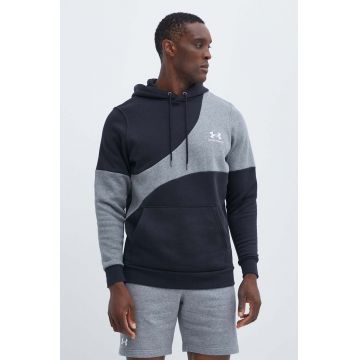 Under Armour bluza barbati, culoarea negru, cu glugă, modelator