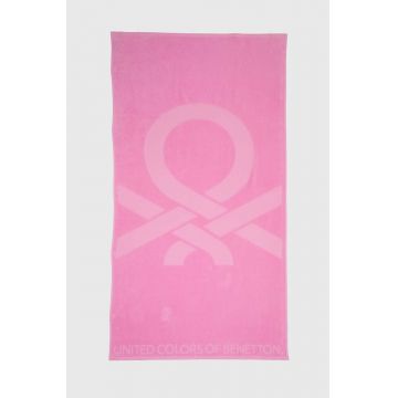 United Colors of Benetton prosop din bumbac culoarea roz