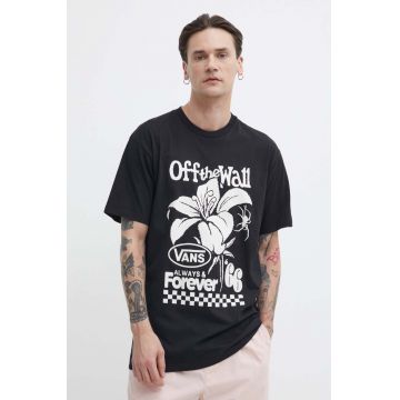 Vans tricou din bumbac barbati, culoarea negru, cu imprimeu