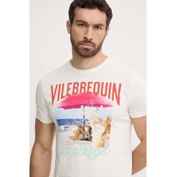 Vilebrequin tricou din bumbac PORTISOL barbati, culoarea bej, cu imprimeu, PTSAP386