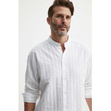 BOSS cămașă bărbați, culoarea alb, cu guler stand-up, relaxed, 50513768