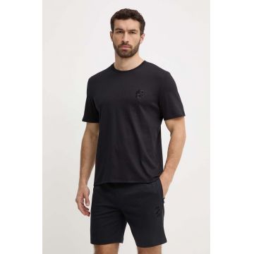 BOSS pijamale de bumbac culoarea negru, cu imprimeu, 50516487