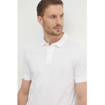 BOSS polo de bumbac culoarea alb, uni, 50511588