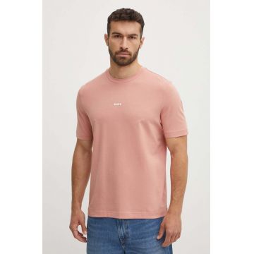 BOSS tricou BOSS ORANGE barbati, culoarea roz, neted, 50473278