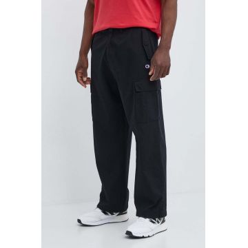 Champion pantaloni de bumbac culoarea negru, cu fason cargo, 220015